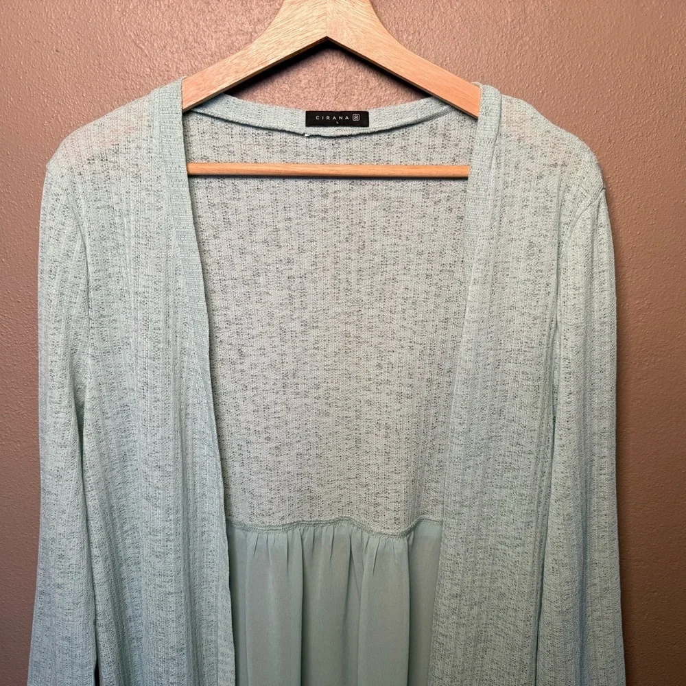 Cirana Mint Green Pastel Duster Cardigan Women's Size Large Boho Feminine Flowy